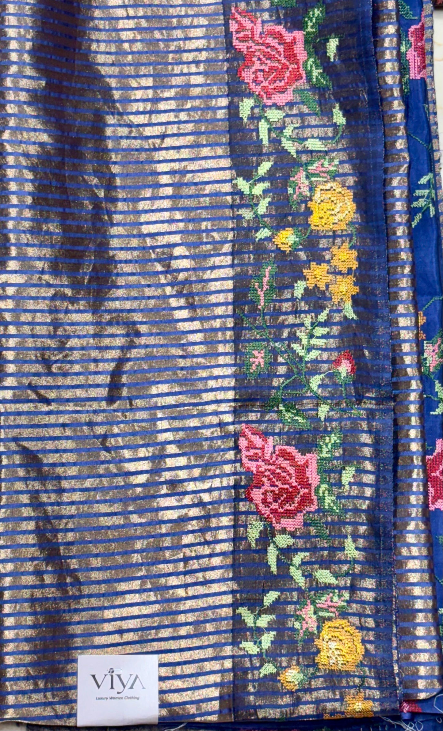 PURE TISSUE KORA SAREE WITH PETTIT POINT WORK