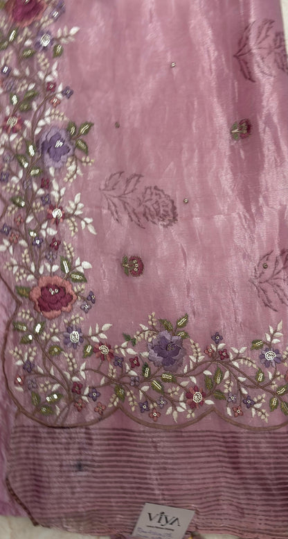 PURE TISSUE SILK SAREE WITH EMBROIDERY
