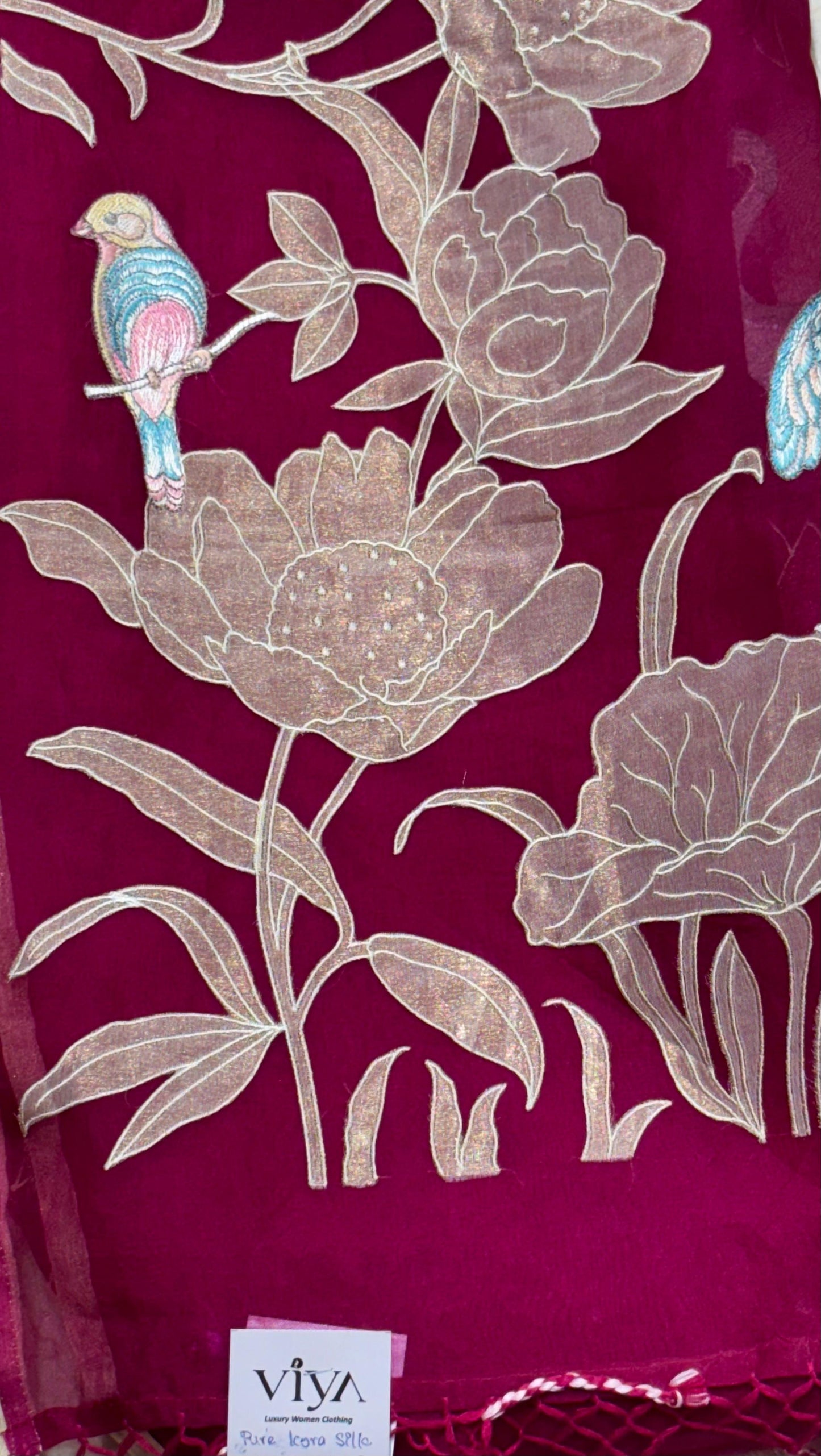 PURE KORA SILK WITH TISSUE PATTU APPLIQUE