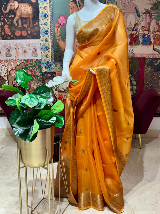 PURE KORA SILK SAREE WITH KADWA WEAVING
