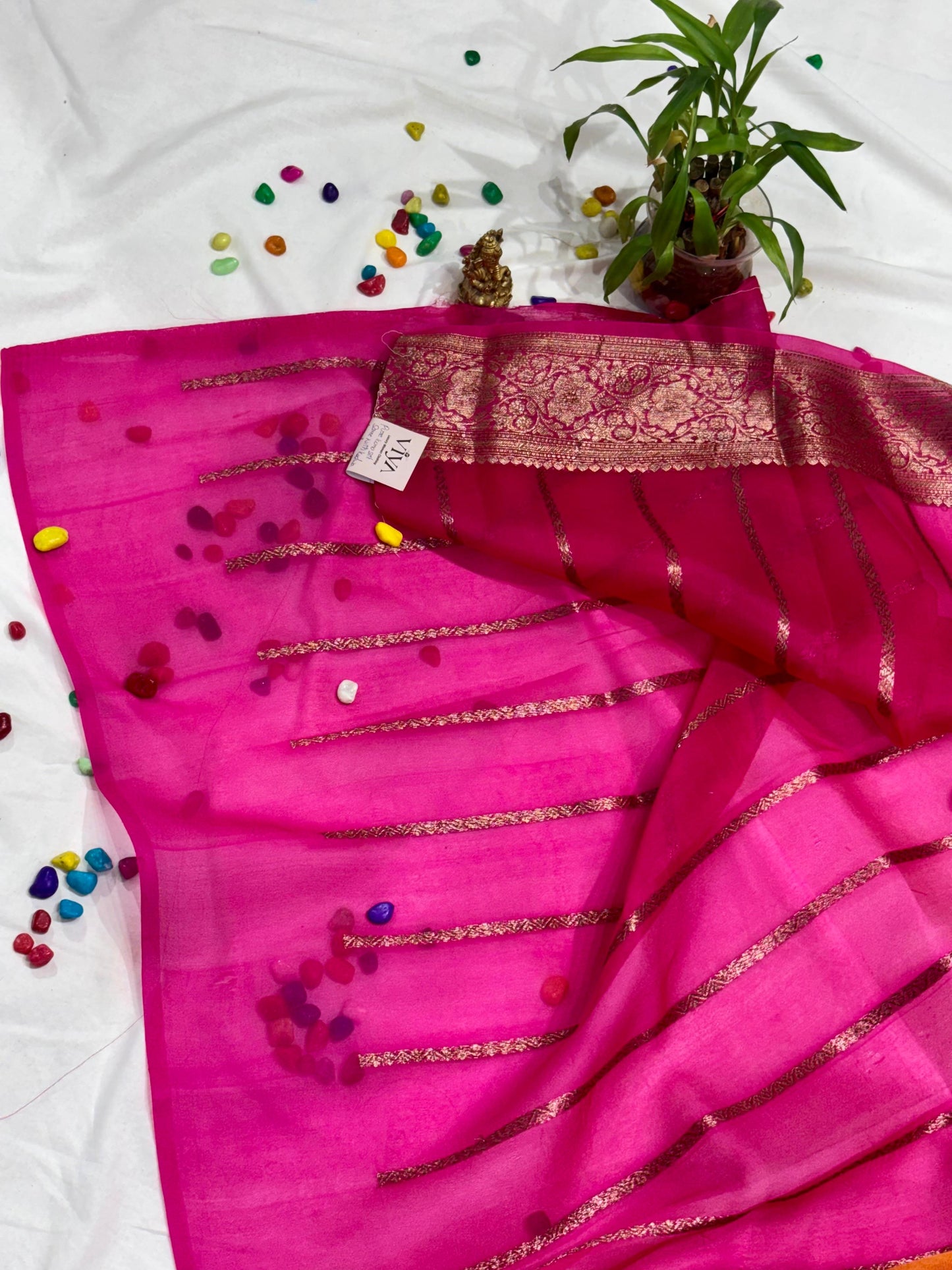PURE KORA SILK SAREE WITH KADWA WEAVING