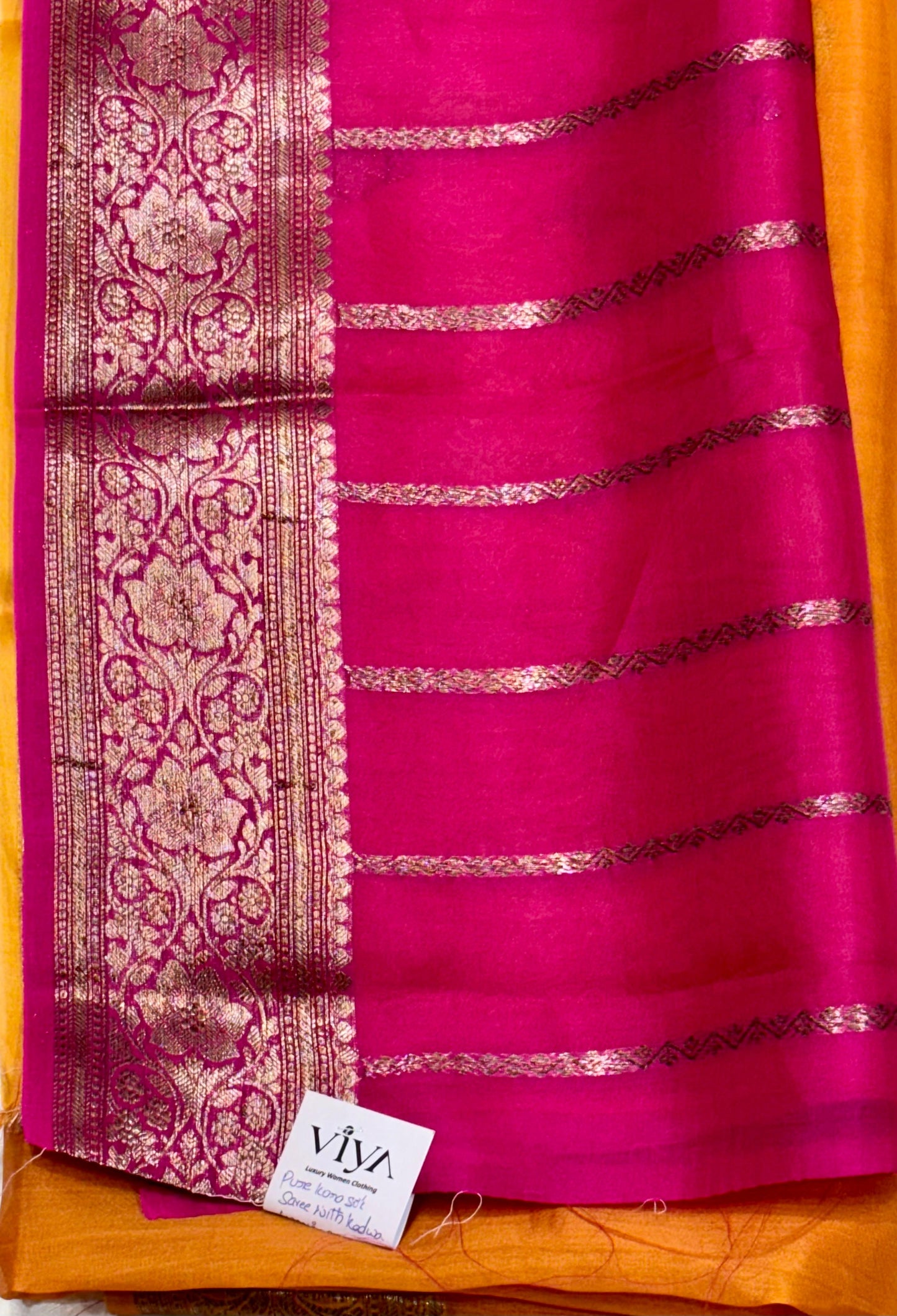 PURE KORA SILK SAREE WITH KADWA WEAVING