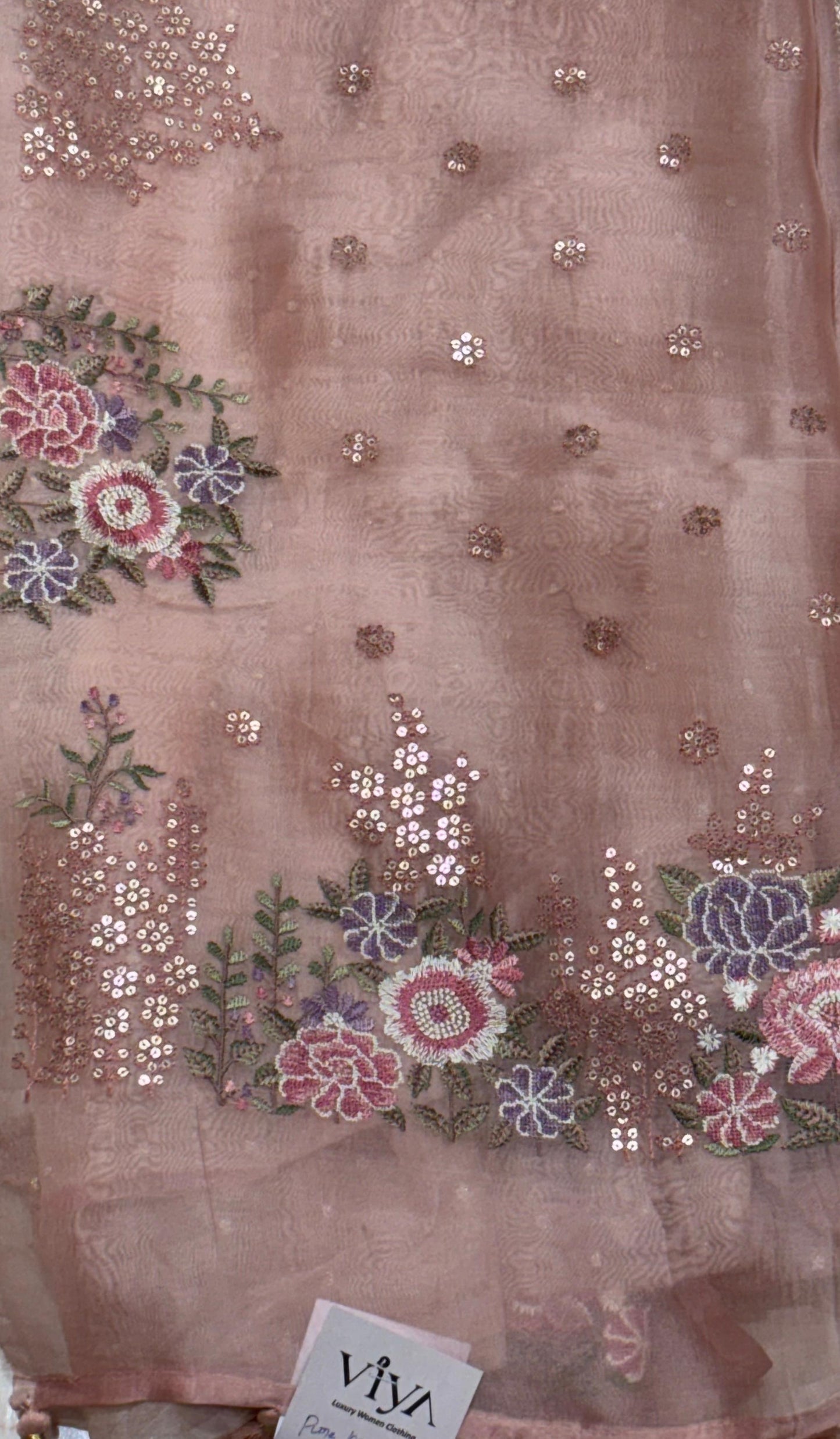 PURE KORA SILK WITH EMBROIDARY AND SEQUENCE