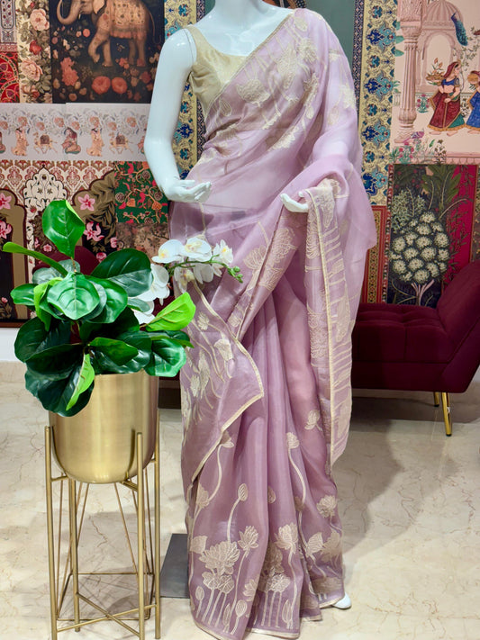 PURE ORGANZA WITH TISSUE APPLIQUE