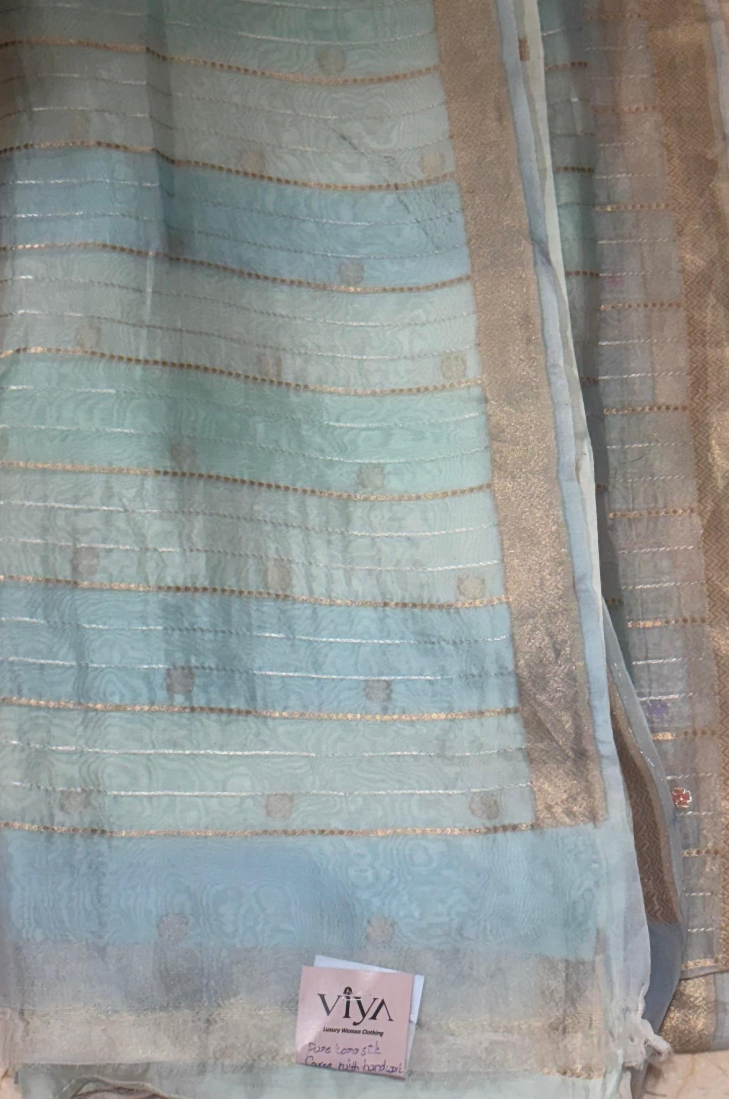 PURE KORA SILK SAREE WITH HAND WORK