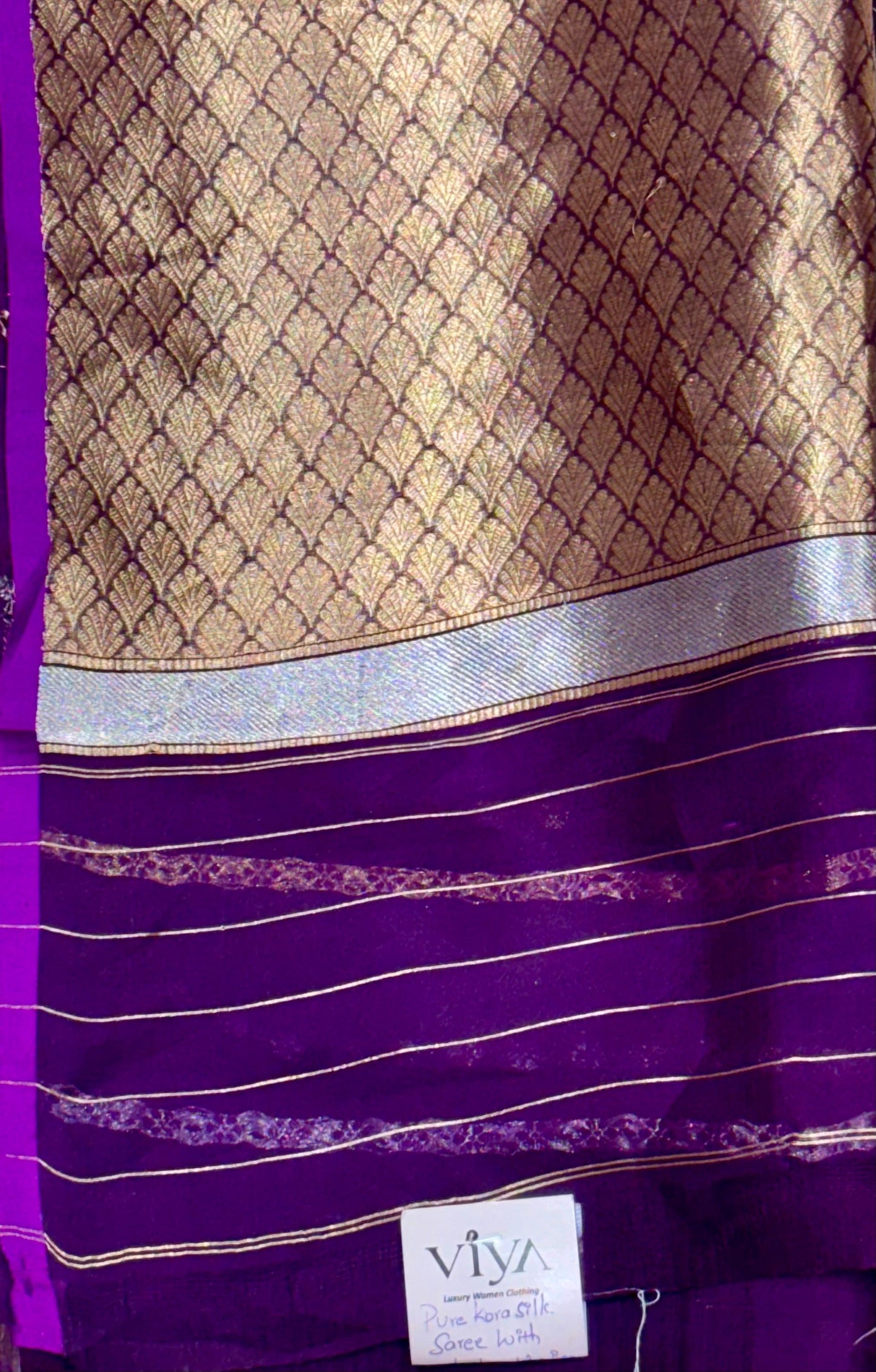 PURE KORA SILK WITH KADWA WEAVING HALF AND HALF