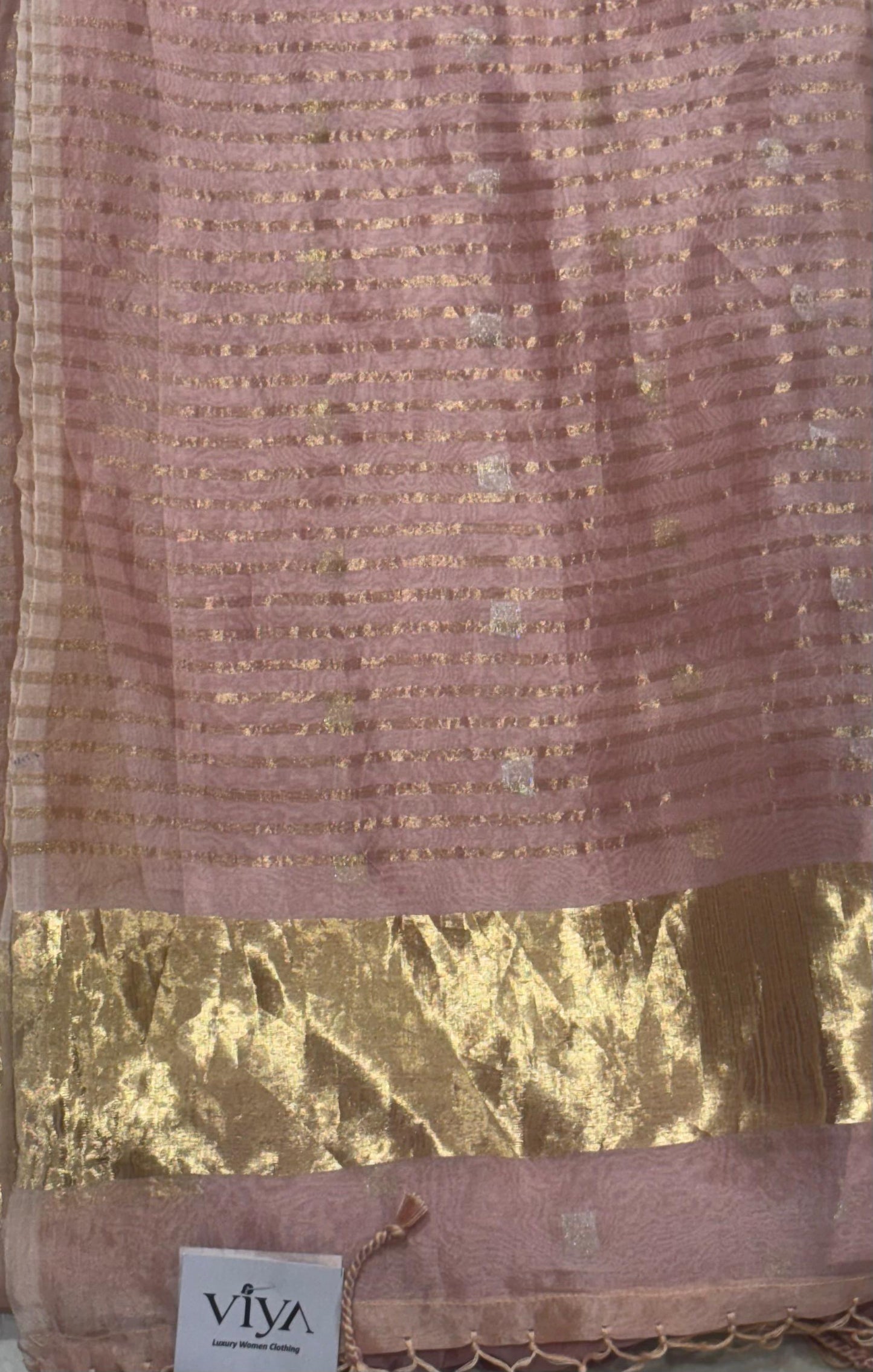 PURE KORA SILK WITH TISSUE STRIPES CLUTCH WORK HALF AND HALF