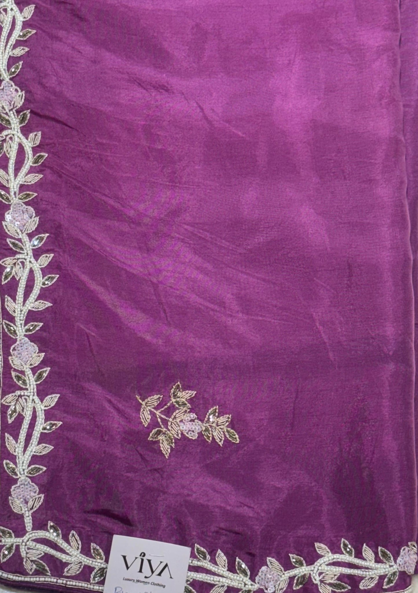PURE SILK SAREE WITH HANDWORK WITH CONTRAST BLOUSE