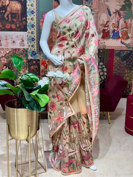 PURE TISSUE GEORGETTE WITH ALL OVER PARSI WORK