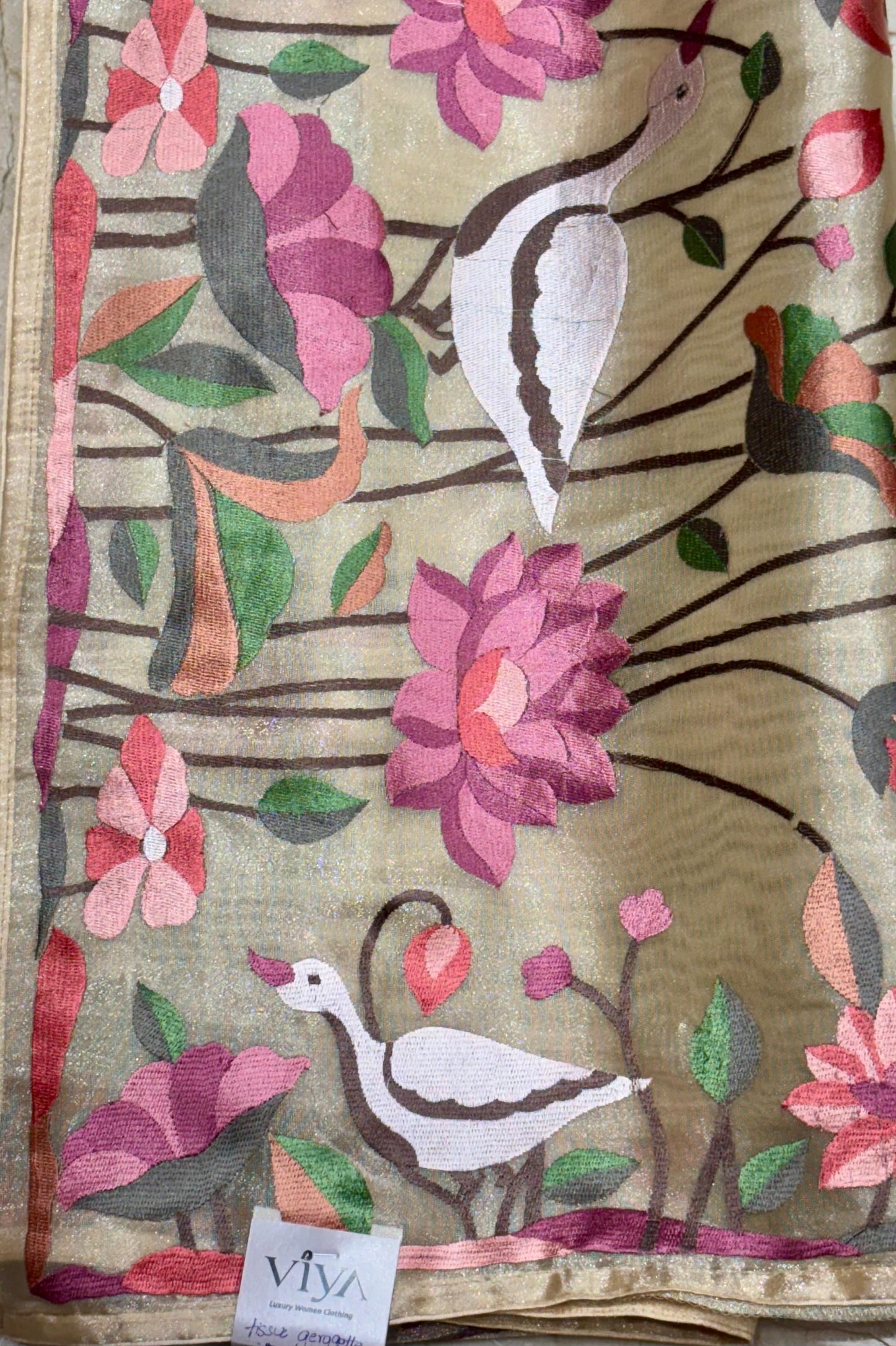 PURE TISSUE GEORGETTE WITH ALL OVER PARSI WORK