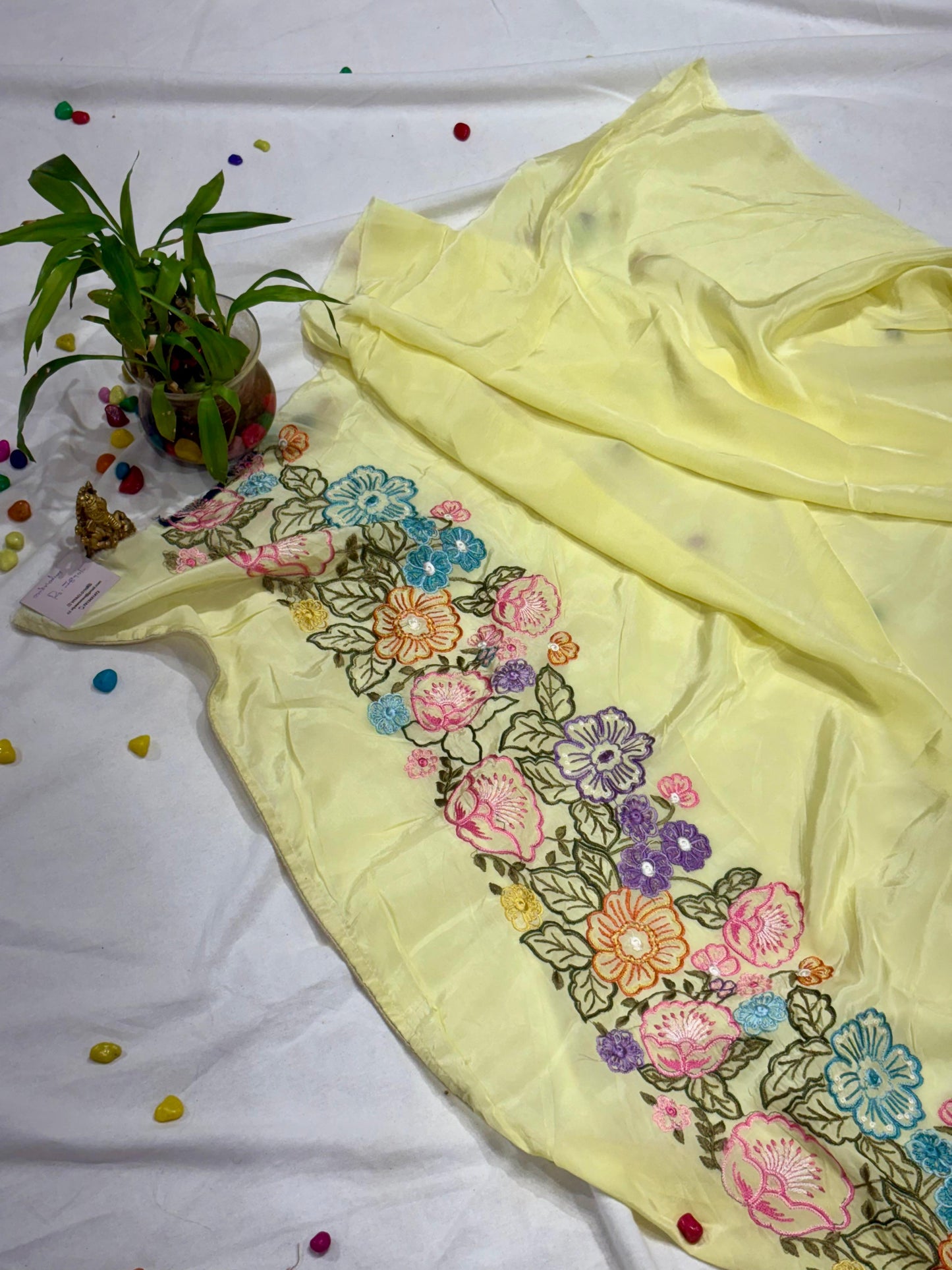 ORGANZA SAREE WITH MULTI THREAD EMBROIDERY