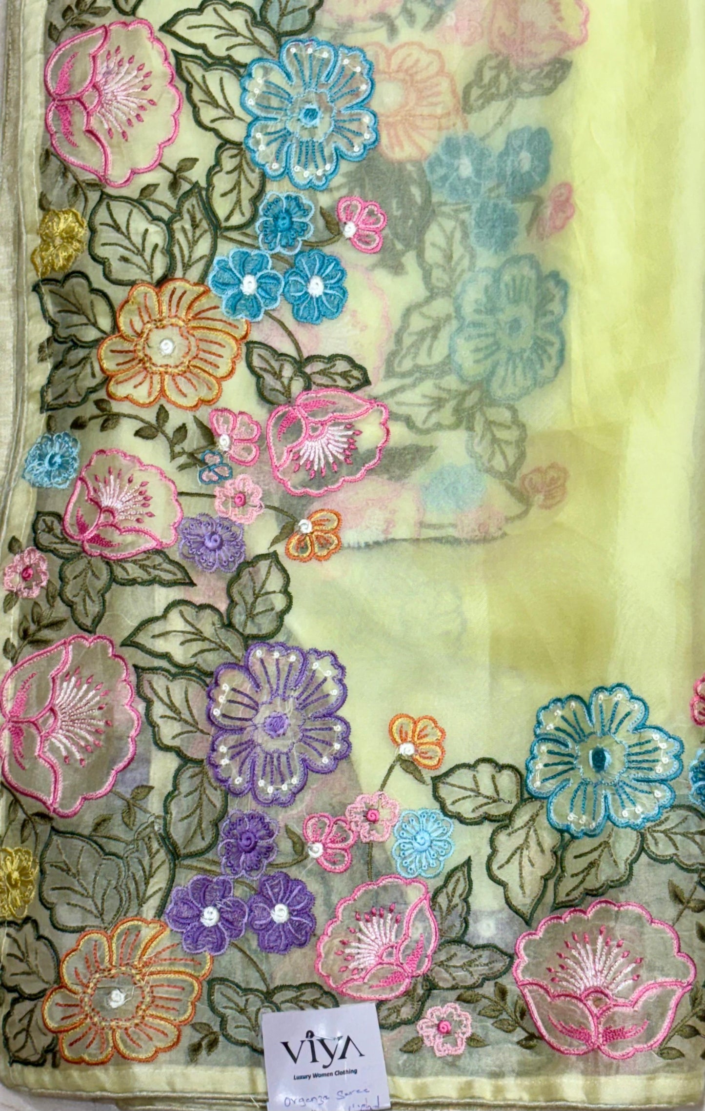 ORGANZA SAREE WITH MULTI THREAD EMBROIDERY