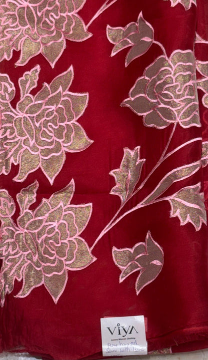 PURE KORA SILK SAREE WITH TISSUE SILK APPLIQUE