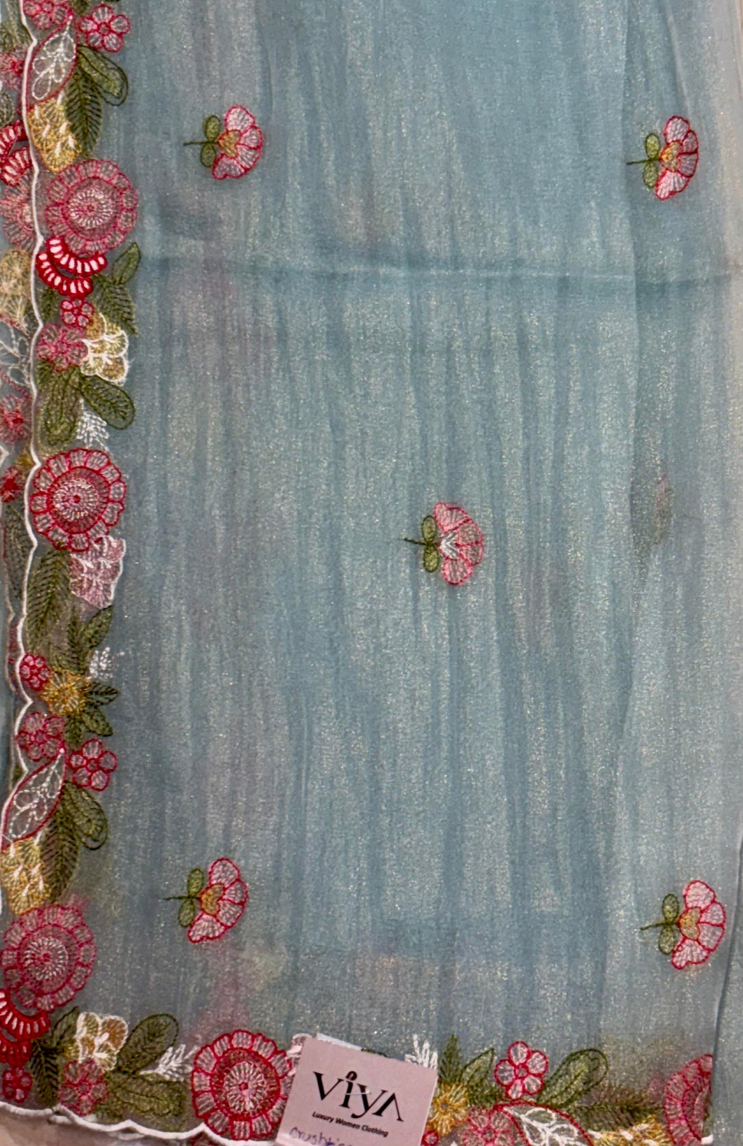 CRUSHED TISSUE WITH  EMBROIDERY