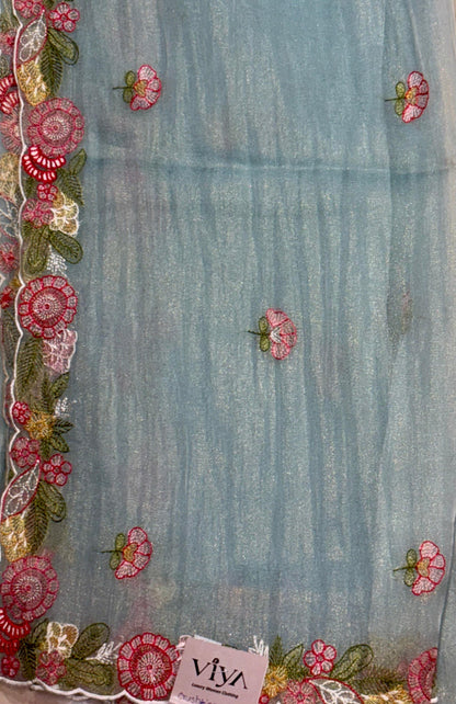 CRUSHED TISSUE WITH  EMBROIDERY