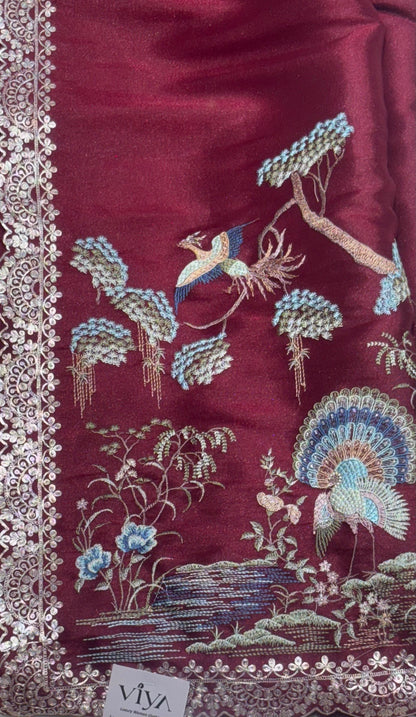TISSUE GEORGETTE WITH PITTA WORK AND EMBROIDARY WORK