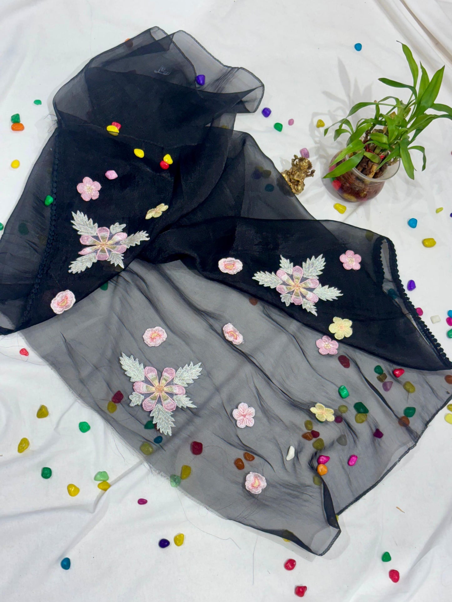 SOFT ORGANZA WITH 4D APPLIQUE