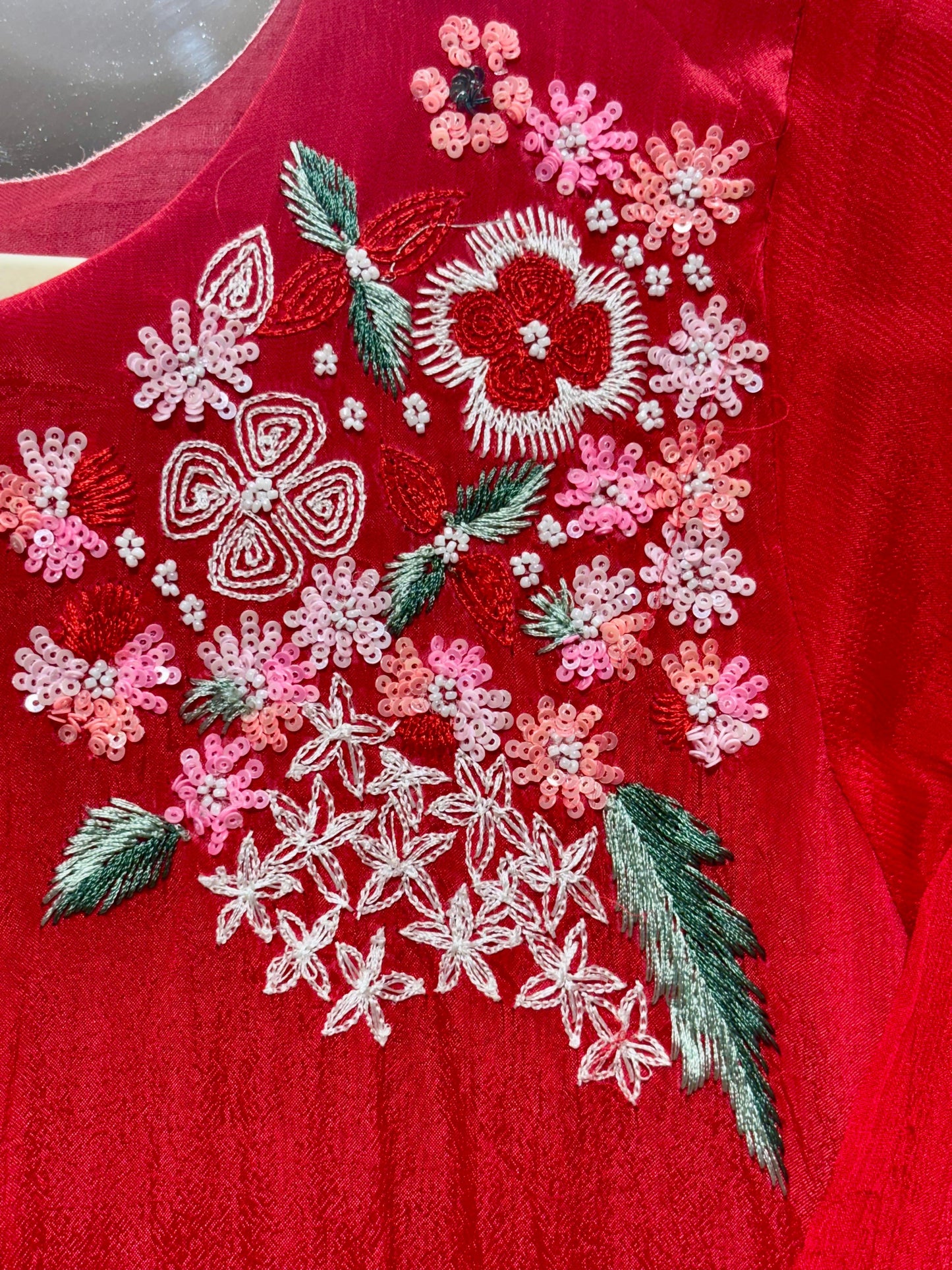 PURE CHINNON DRESS WITH HANDWORK