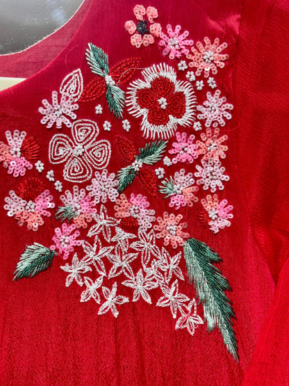 PURE CHINNON DRESS WITH HANDWORK