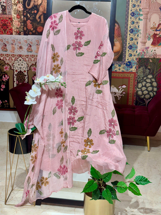 PURE CHINNON CREPE WITH HANDPRINT