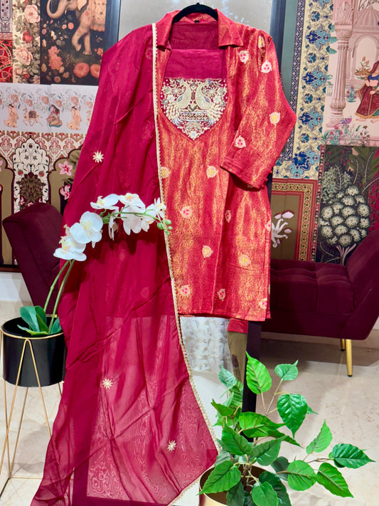 PURE TISSUE BROCADE WITH HANDWORK 3-PIECE SUIT