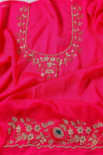 Crimson Pure Georgette Saree with Handwork & Knot Detailing