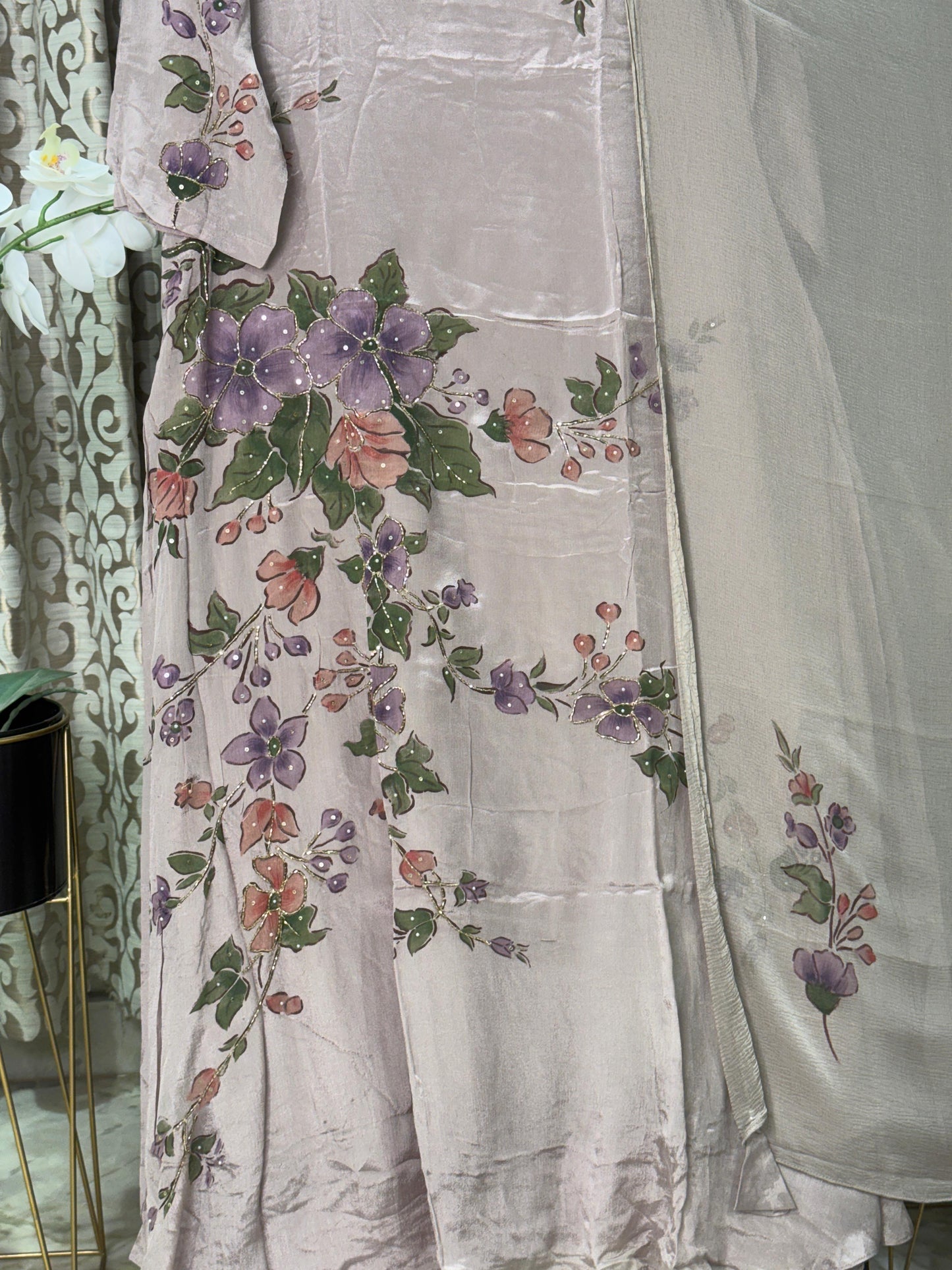 Pure Chinnon Georgette With Hand-Painted Anarkali