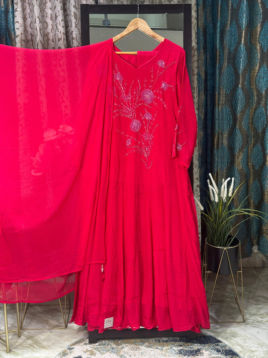 Pure Chinnon Georgette Anarkali 3-Piece Suit