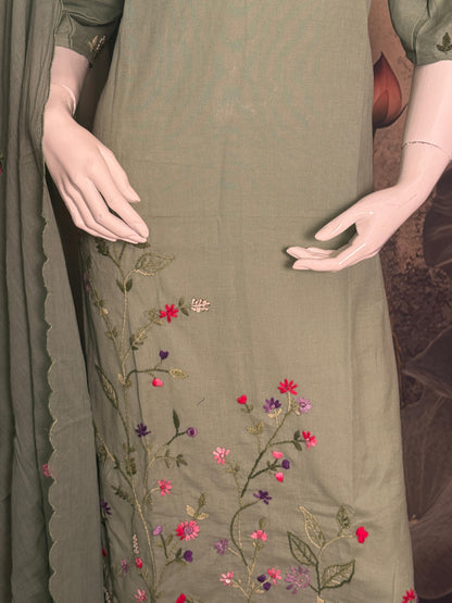 Pure Mul Cotton Handwork 3-Piece Suit