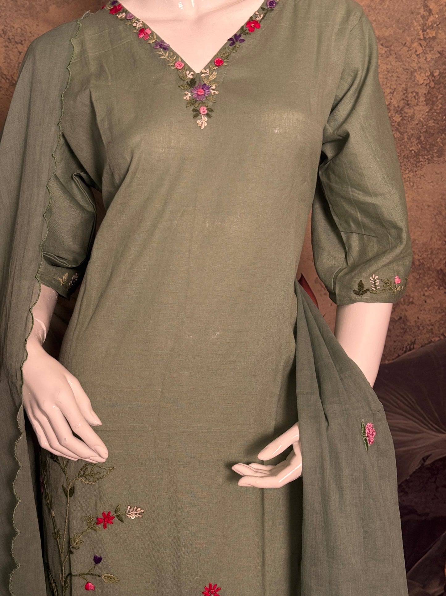Pure Mul Cotton Handwork 3-Piece Suit
