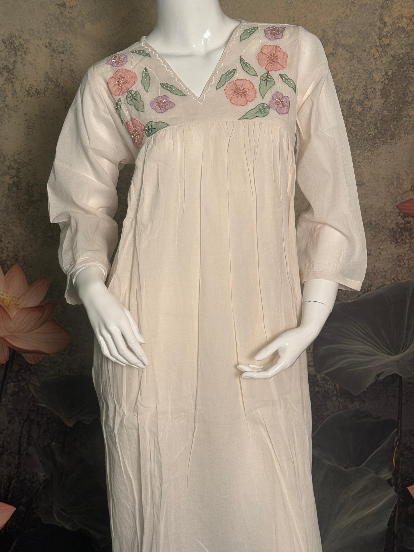 Pure Mul Cotton Handwork Frock