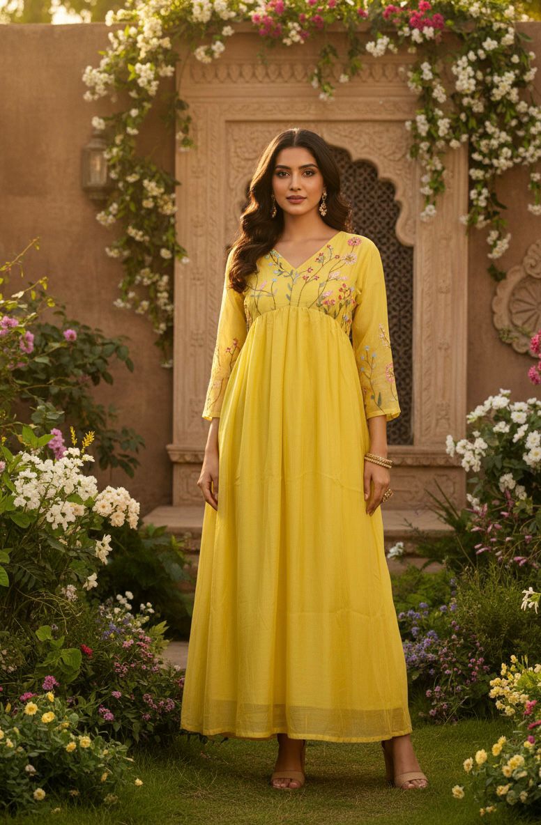 Pure Mul Chanderi Handwork 2-Piece Suit