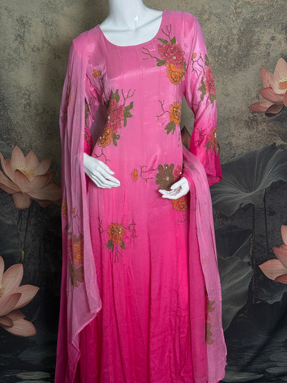 Pure Chinnon Georgette Handwork & Hand-Painted 3-Piece Suit
