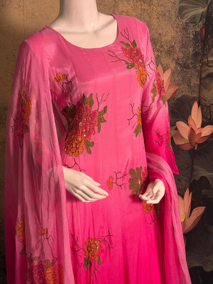 Pure Chinnon Georgette Handwork & Hand-Painted 3-Piece Suit