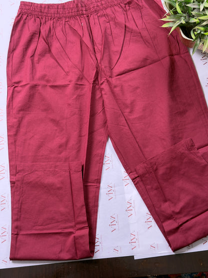 Maroon Cotton Anarkali Suit with Floral Embroidery – 3 Piece