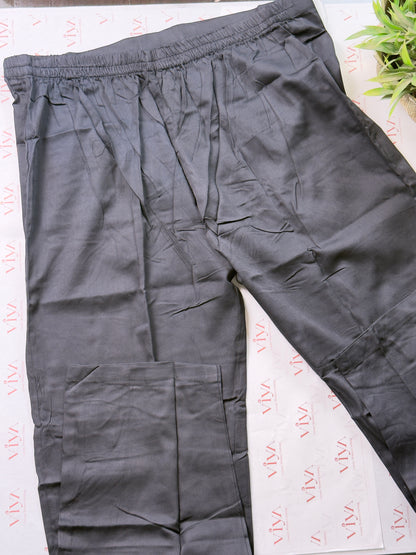 Black Pure Cotton Cross-Stitch Kurta Set – 3 Piece