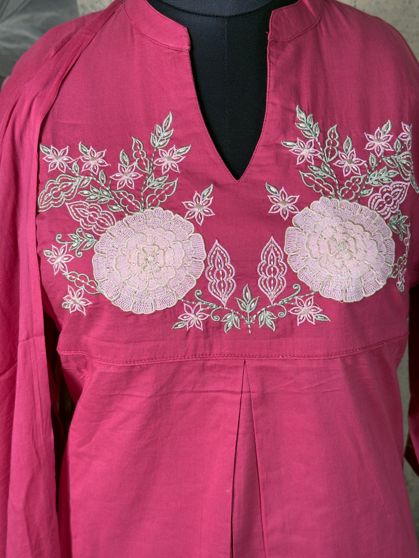 Pink Cotton Embroidered Suit Set with Dupatta – 3 Piece