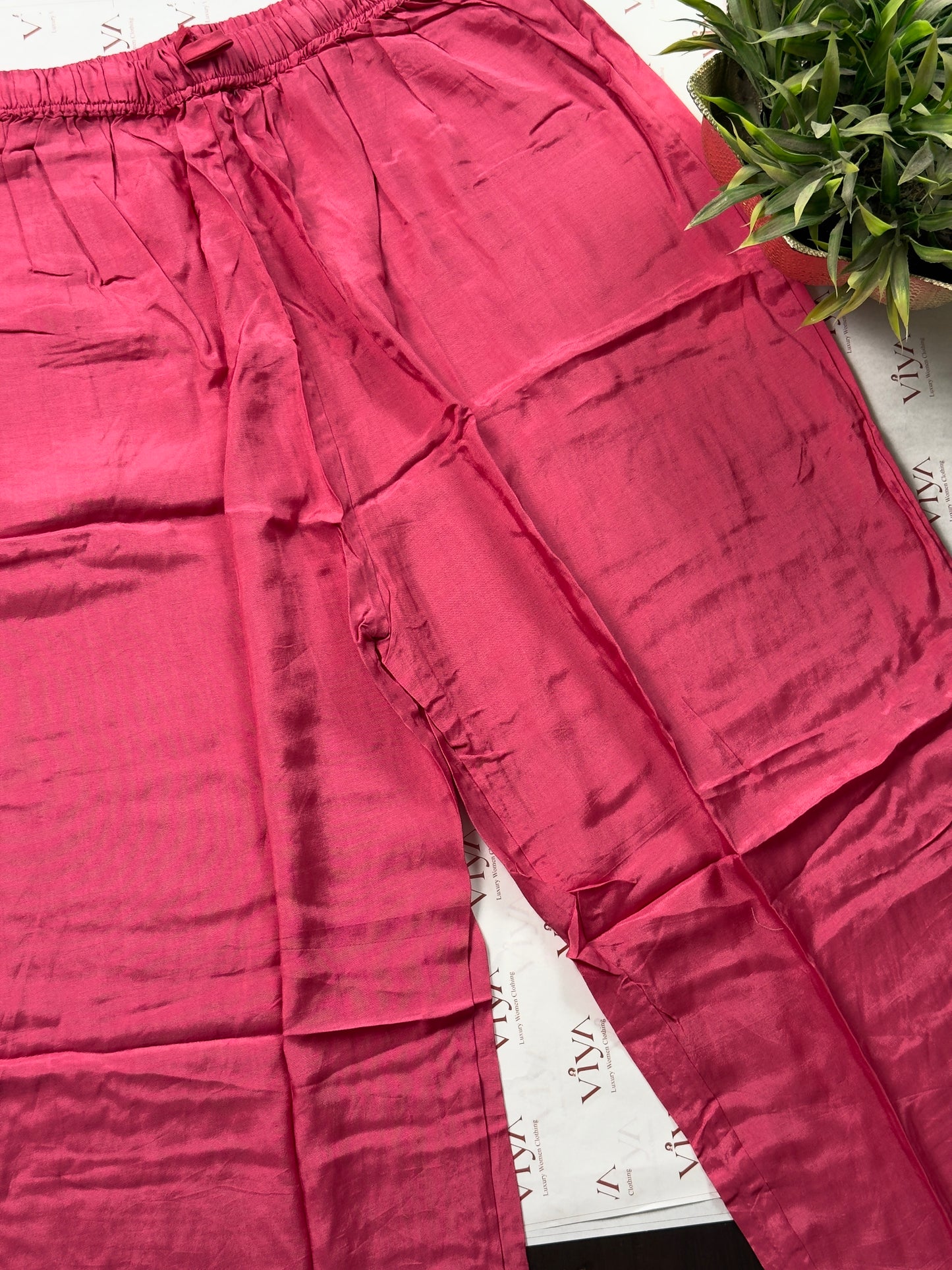 Pink & Orange Mul Chanderi Handwork Suit Set – 3 Piece