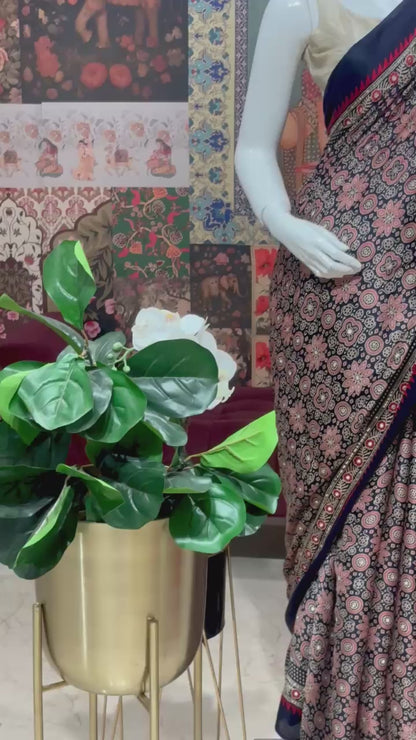 PURE MODAL SILK WITH SEQUENCE HIGHLIGHTING WITH BANDHANI BLOUSE