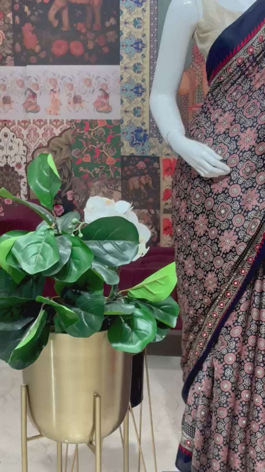 PURE MODAL SILK WITH SEQUENCE HIGHLIGHTING WITH BANDHANI BLOUSE