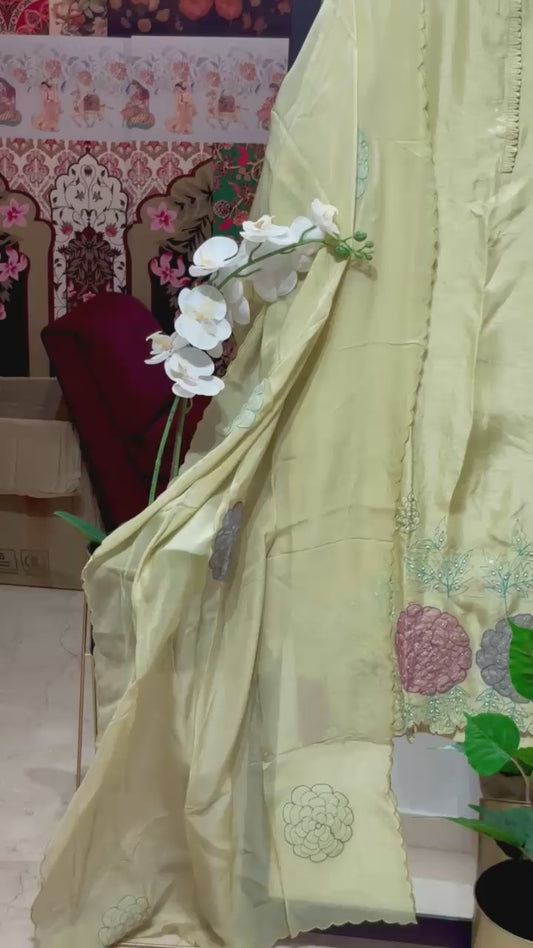 PURE DOLA SILK WITH APPLIQUE 3 PIECE SUIT
