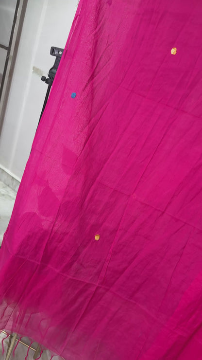 Pure Mul Chanderi 3-Piece Suit with Knot Work