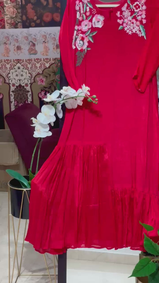 PURE CHINNON DRESS WITH HANDWORK