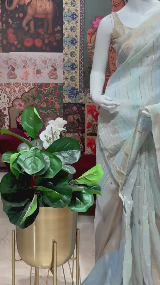 PURE KORA SILK SAREE WITH HAND WORK