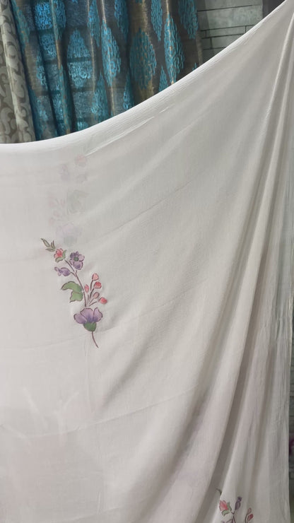 Pure Chinnon Georgette With Hand-Painted Anarkali