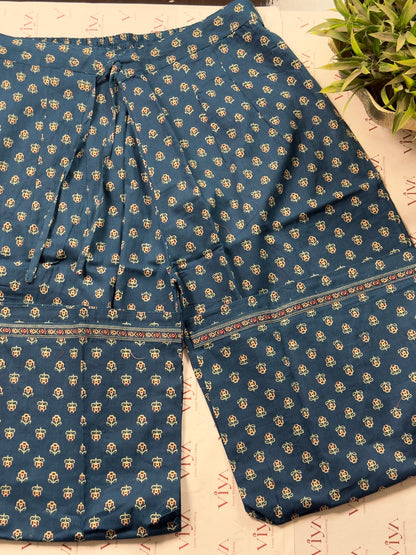 Blue Handloom Cotton Anarkali Suit Set with Dupatta – 3 Piece