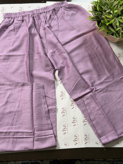 Lavender Pure Silk Handwork Anarkali Suit Set – 3 Piece